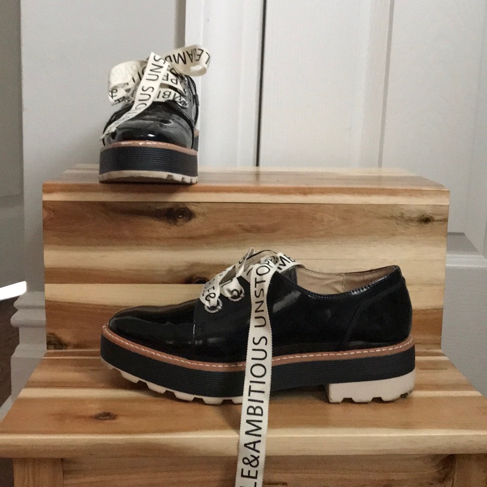 ZARA| Faux Leather Platform Derby Shoes